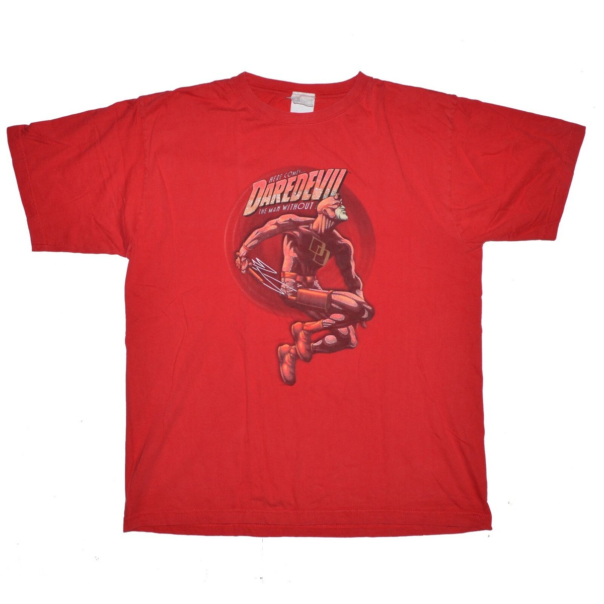 Vintage Daredevil Marvel T Shirt size Large Red 1990s Novel Teez 