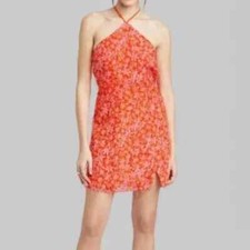 Wild Fable Womens Dress Size XS Orange Sleeveless Side Slit Fringe
