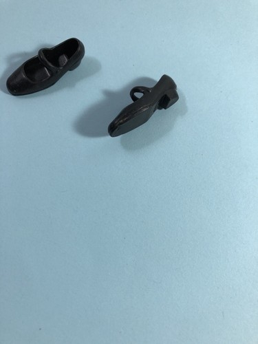 Barbie Doll Flat Footed Mary Jane  Dolls Shoes Low Block Heel Strap Design Black - Picture 4 of 4