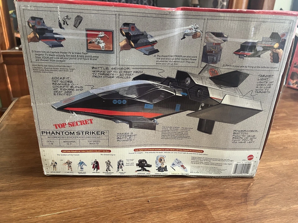 Figura de colección 1987 Captain Power Phantom Striker con Lt Tank Ellis Mattel en caja Foto 3 de 4