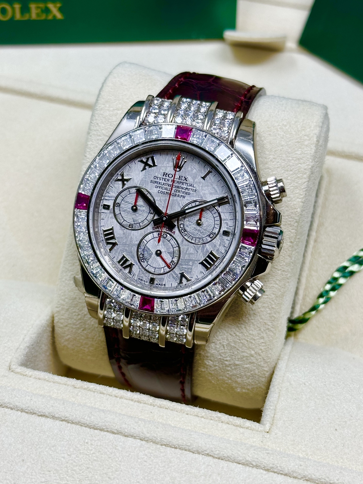 Rolex Daytona 1165994RU Special Edition Meteorite Dial Baguette & Ruby Bezel image 7