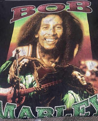 Vintage Bob Marley Smile Jamaica Double Sided Graphic Large T-Shirt