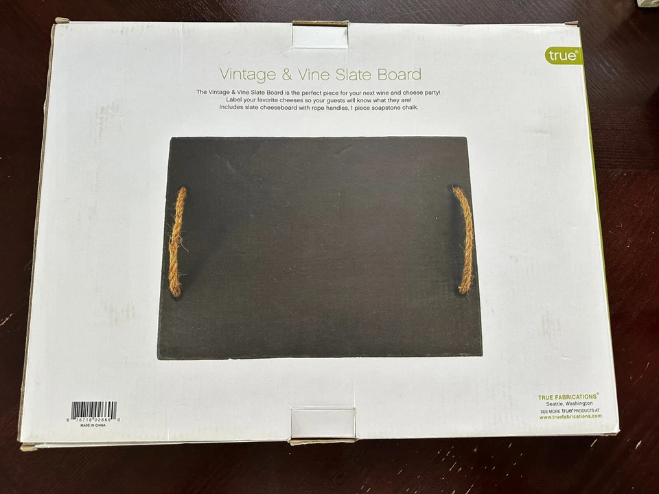 Vintage & Vine Slate Cheese Board With Rope Handles 16” X 12” NOS - Image 2 of 4