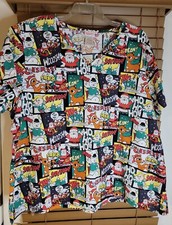 Rudolph The Red Nosed Reindeer Christmas Scrub Top w/Front Pockets Sz 3X