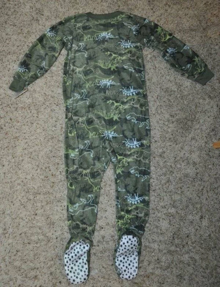 Pijama masculino peça única lã pé camuflagem dinossauro cobertor dormitório-tamanho 4 - Imagem 4 de 4