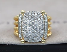 $7,350 David Yurman 18K Yellow Gold Pave Round Diamond Wheaton Cocktail Ring 6