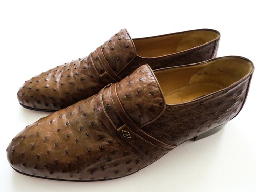 ARTIOLI Brown Ostrich Leather Loafers 