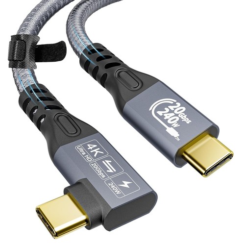Câble Double 90° USB C 3.2 Gen2x2 - Chargeur 240W, Données 20Gbps, Support Vidéo 4K - Photo 11 sur 12
