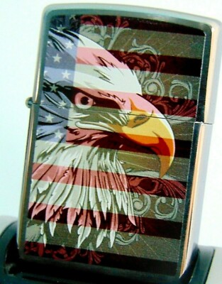 Zippo Feuerzeug Eagle Flag  Sturmfeuerzeug  Brushed Chrome 28662 NEU& OVP