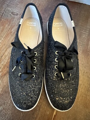 Kate Spade Black Size Glitter Keds Sneakers Tennis Walking