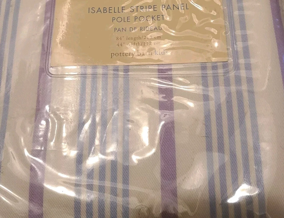 2 Nuevos Paneles a Rayas Isabelle PÚRPURA/AZUL Pottery Barn Kids 44 X 84" Cortina  Foto 3 de 3