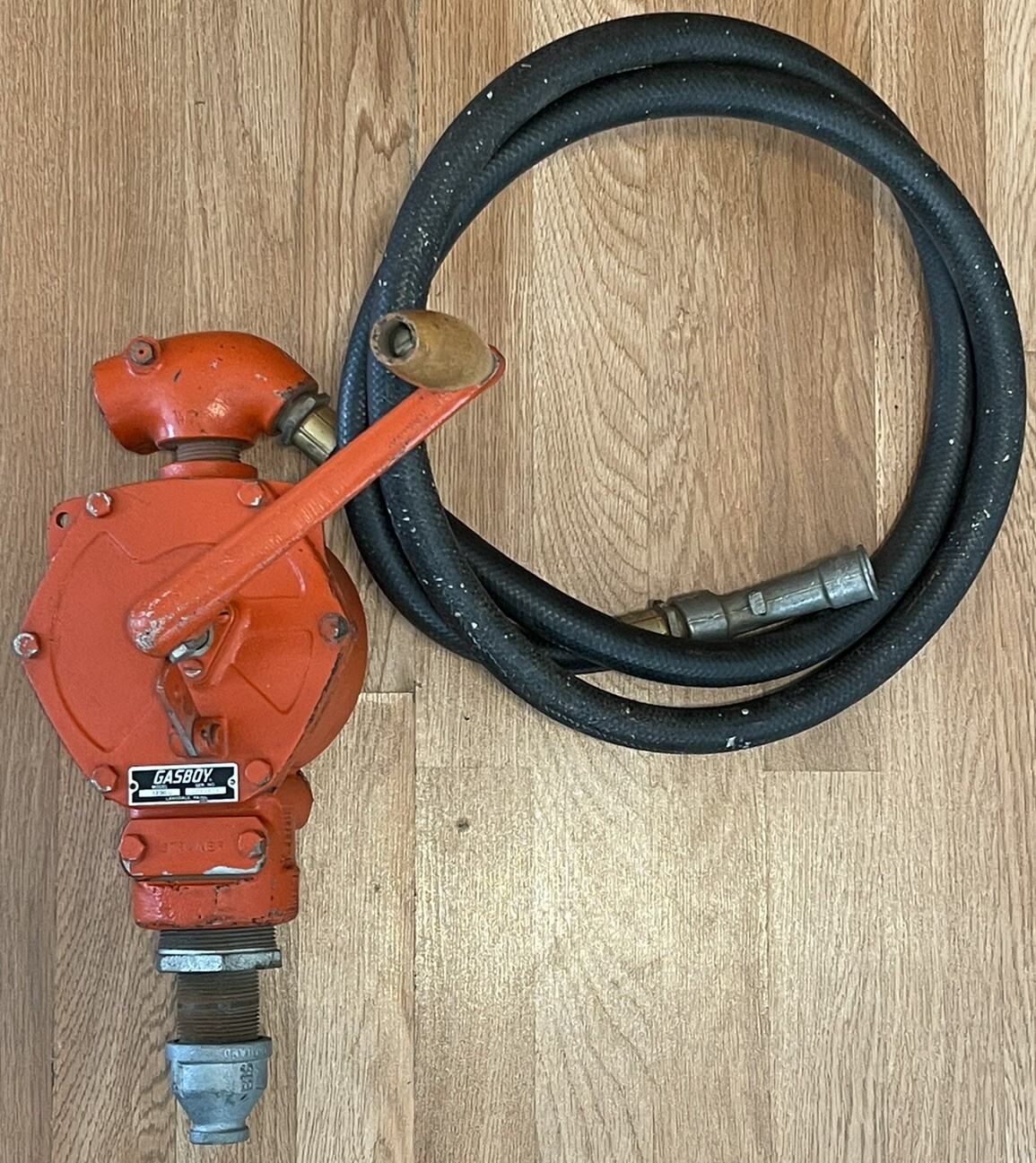 Vintage Gasboy Fuel Gas Transfer Pump 1230U Cast Metal Stand Hand Crank