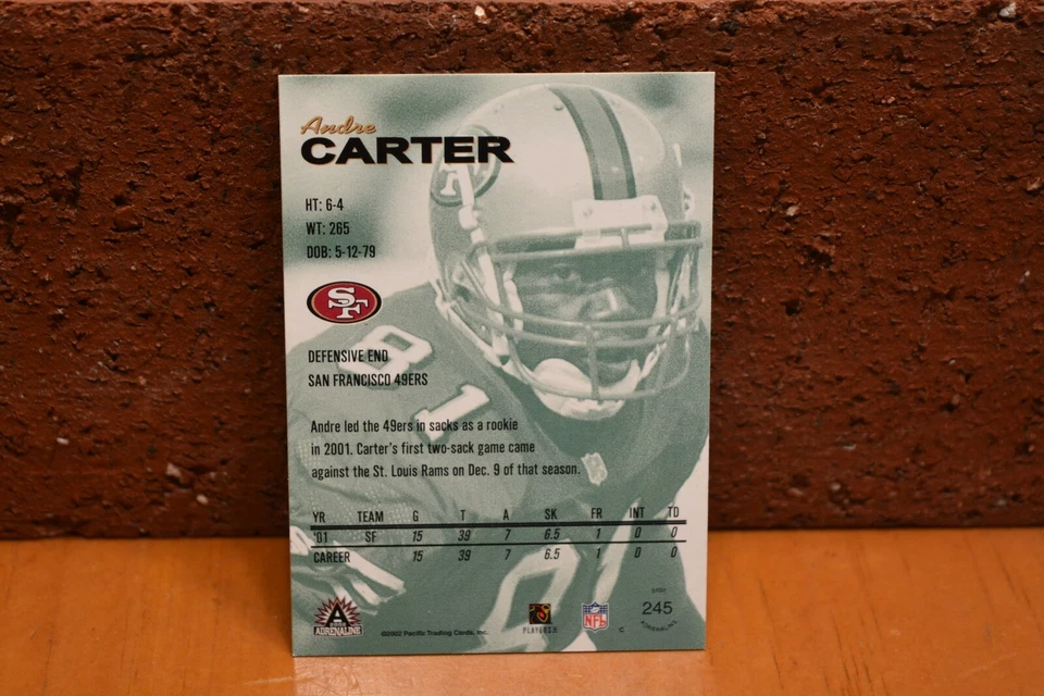 ANDRE CARTER FOOTBALL CARD SAN FRANCISCO 49ERS ADRENALINE - Image 2 of 2