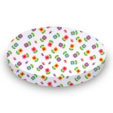 SheetWorld Fitted Oval Sheet 23x29 Fits Stokke Mini, Cotton Woven Floral Prints