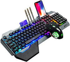 Wireless Gaming Keyboard and Mouse,Rgb Backlit Rechargeable Keyboard Mouse with