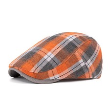 Men Checked Beret Cap Retro Style Hat Casual Newsboy Adjustable Plaided Cap Cute