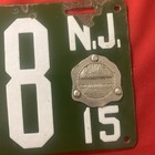 1915 License Plate 1915 New Jersey Porcelain License Plate - With Badge NJ — photo 4