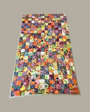 Vintage Mod GO GO Polyester Retro Lap Quilt handmade fabric study 41x70 STUNNING