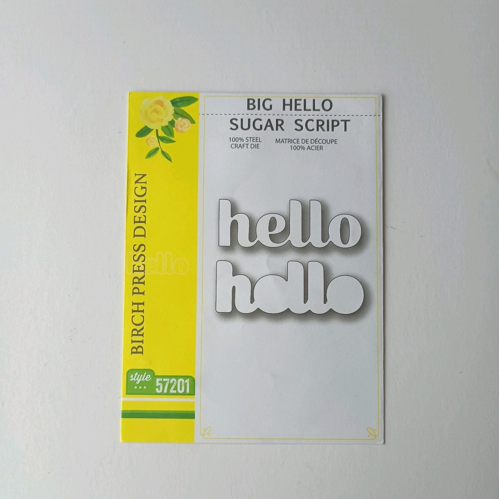 Bigz Hello Die Set Sugar Script Birch Press Design Wording Sentiment 2 Dies Rare