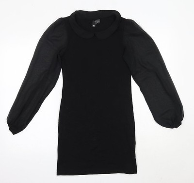 H&M Damen schwarz Baumwolle figurbetont Größe 8 Kragen