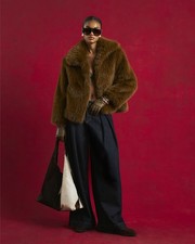 River Island Womens Green Faux fur Mac Coat Size L