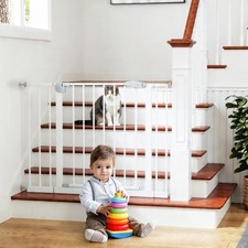 2 Pack Baby Gate For Stairs 29.5-44.1 In Wide Pressure Mounted Pet Gate White