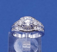 sz 7.25, vtg Sterling silver ring, 925 w/ cluster crystal, engagement ring