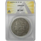 1904 S Morgan Dollar VF 20 ANACS Silver $1 Coin SKU:I21119