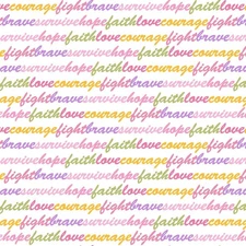 Studio E Pink Power Words of Encouragement Breast Cancer Awareness 100% Cotton