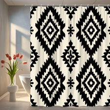 Black and White Diamond Pattern Shower Curtain for Stylish Bathrooms