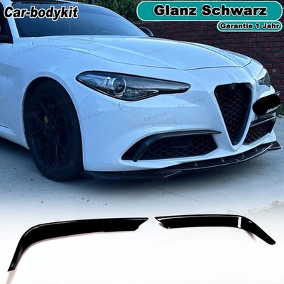 Glanz Schwarz Canards Fins für Alfa Romeo Giulia Front Fog Light Cover Splitter