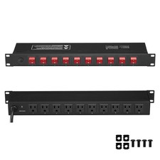 1U Rack Mount PDU 10 Outlets 15A 125V Server Power Strip