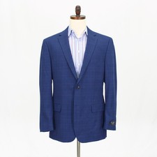 Jos. A. Bank 42L Blue Sport Coat Blazer Jacket Check 2B Wool