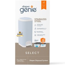 Diaper Genie Select Pail,Blue,Stainless Steel, 1 Square Refill-165 Count, Infant