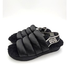UGG Fluff Yeah Elastic Back Slide Slipper Open Toe Women's Black Size US9 EU40