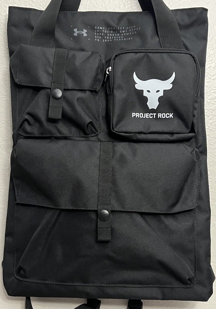 Under Armour x Project Rock Gym Sack Backpack Bag Black/Mod Grey