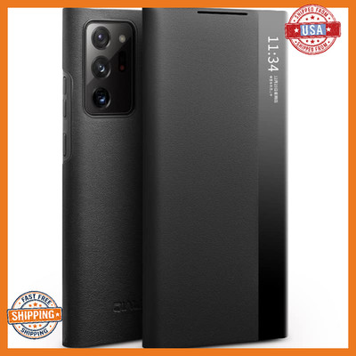 Samsung Galaxy Note 20 Ultra Leather Holster Slim Smart View Cover Black 6.9''