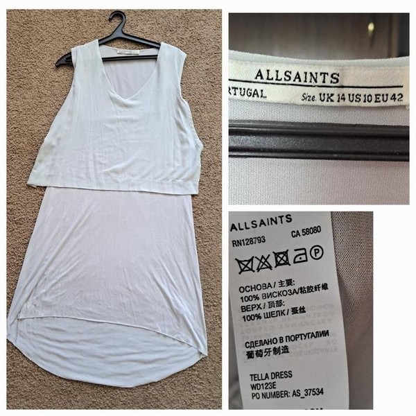Women AllSaints Dress Grey Viscose 40 / L / 48