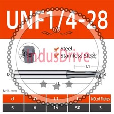 2PCS UNF1/4-28 Thread Milling Cutter Tools Carbide UNF1/4-28 For Stainless Steel