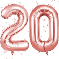 Zahlen Luftballon 20 RoséGold Folienballon 40 Zoll 101Cm Geburtstag Partydeko