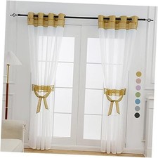 White and Sheer Curtains 84 Inches Long 2 Panels 56"W x 84"L Pack of 2 Gold