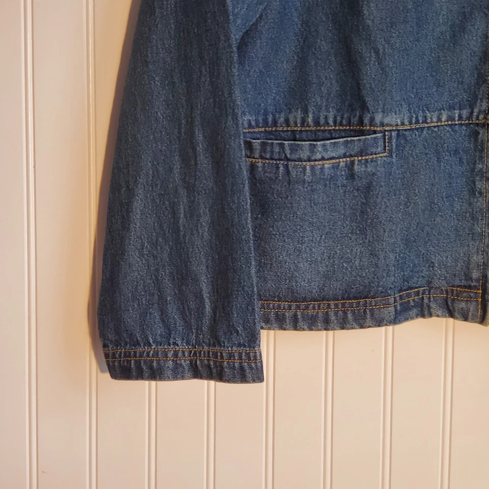 Не связывайтесь с Texas Jean куртка женщин Sz M синий джинсовой ткани бисером Western Aztec - Изображение 4 из 4