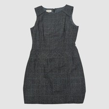 Hobbs Grey Wool Blend Check Sheath Dress UK 12 EU 40 US 8 Work Office