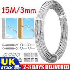 15M Wire Rope Kit Stainless Steel Cable Fence Wire Roll Kit Turnbuckle Tensioner