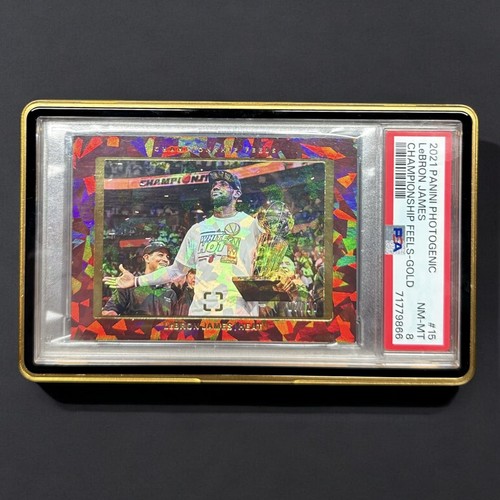 2021-22 Panini Photogenic LeBron James Championship Feels /10 Gold Ice PSA 8 SSP