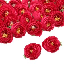 30pcs Artificial Camellia Flower Heads,1.2" Silk Fake Camellia Heads, Rose Red