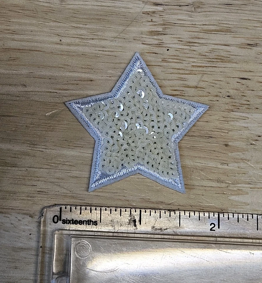 White Sequins Star Patch - Embroidered Iron On Patches 2" x 2" - Image 2 of 3