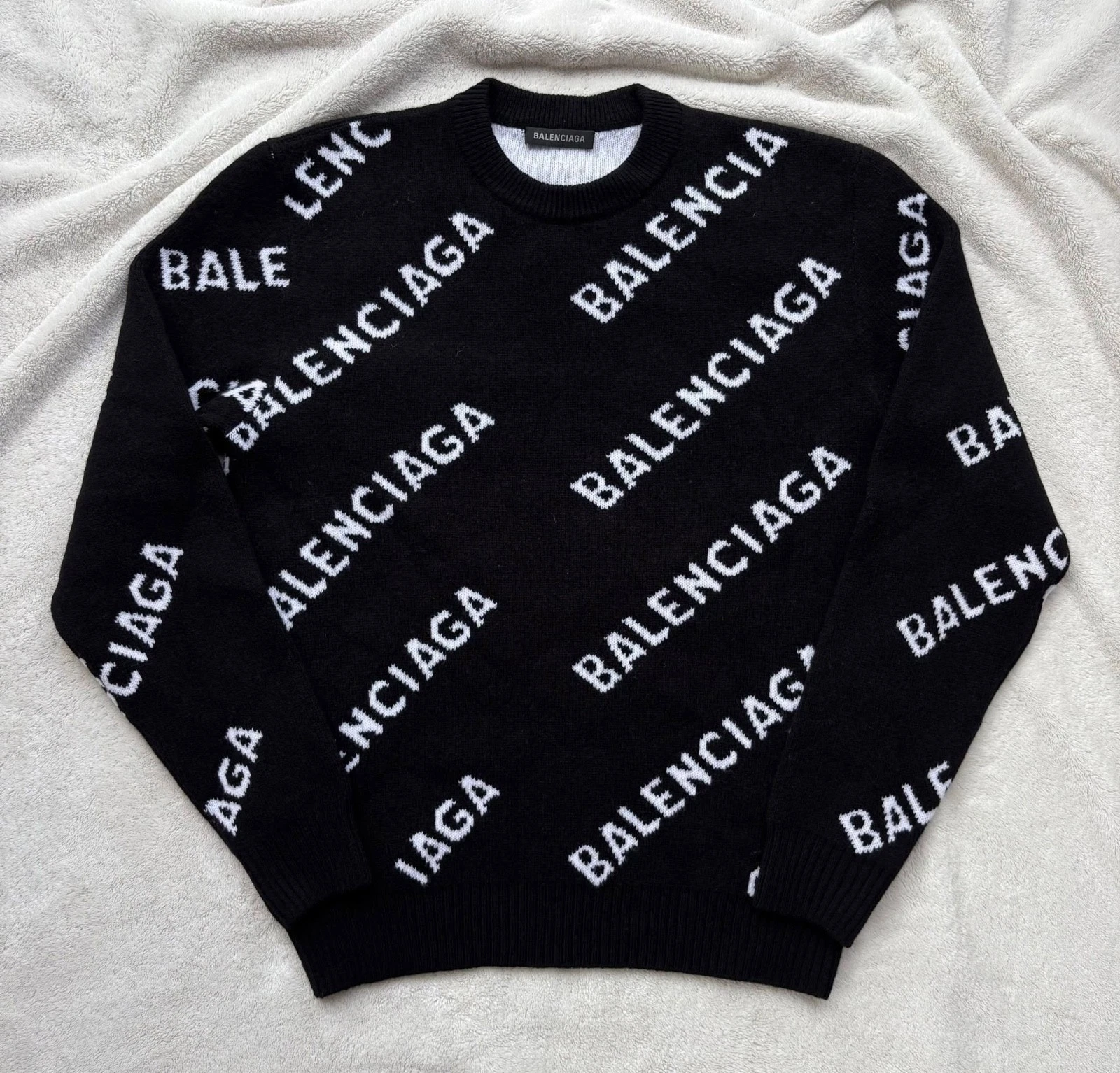 Balenciaga — Balenciaga Black & White Wool All Over Sweater XL - MSRP $1650 - New - Authentic
