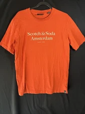 NWOT Scotch And Soda T-Shirt Mens Large Graphic Print Logo Orange Amsterdam