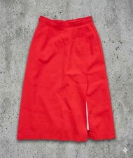 VTG 60s Red Midi Pencil Skirt Front Split High Waist Talon Zipper Lined Small
